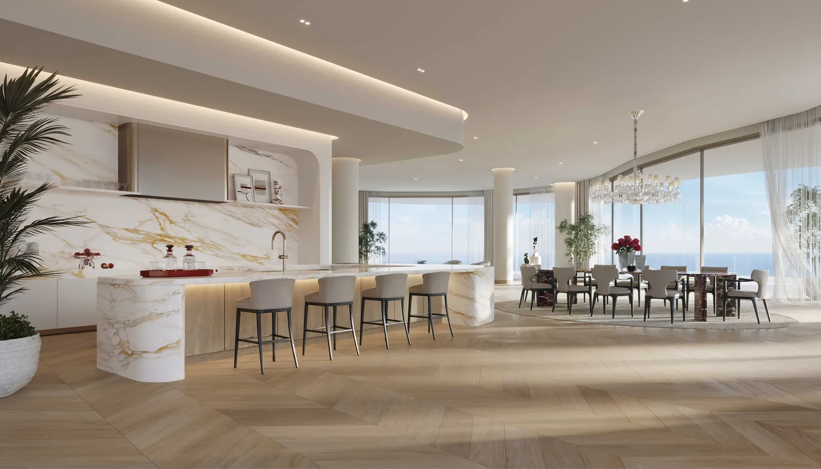 Baccarat sky villa kitchen, developer render